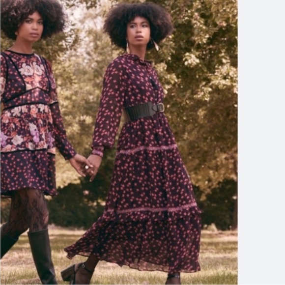 Anthropologie x Temperley London Dress Maxi Tiered in Mixed Print Sz 10 - Picture 1 of 9